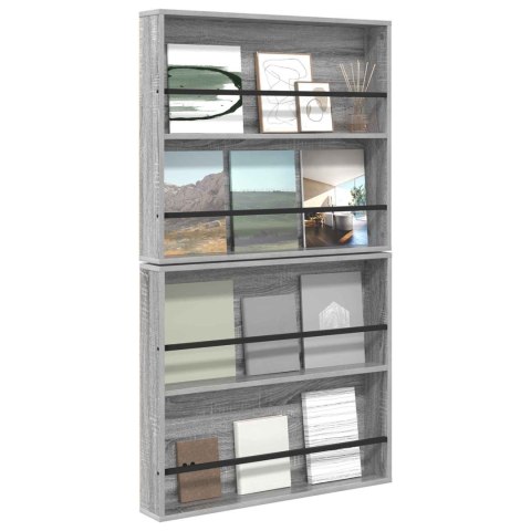 REGAŁ NA GAZETY Z PÓŁKĄ 2 SZT. SZARY SONOMA 80X 12X 70CM