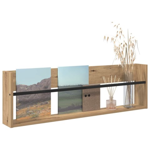 REGAŁ NA GAZETY Z PÓŁKĄ DĄB RZEMIEŚLNICZY 100X 12X 30CM