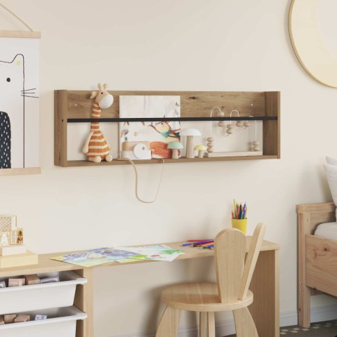 REGAŁ NA GAZETY Z PÓŁKĄ DĄB RZEMIEŚLNICZY 100X 12X 30CM