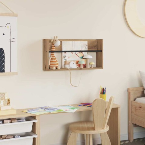 REGAŁ NA GAZETY Z PÓŁKĄ DĄB RZEMIEŚLNICZY 60X 12X 30CM