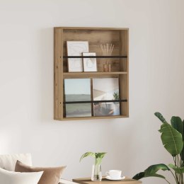 REGAŁ NA GAZETY Z PÓŁKĄ DĄB RZEMIEŚLNICZY 60X 12X 70CM