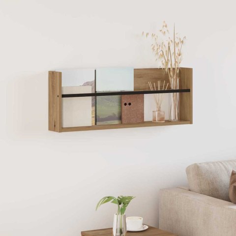 REGAŁ NA GAZETY Z PÓŁKĄ DĄB RZEMIEŚLNICZY 80X 12X 30CM