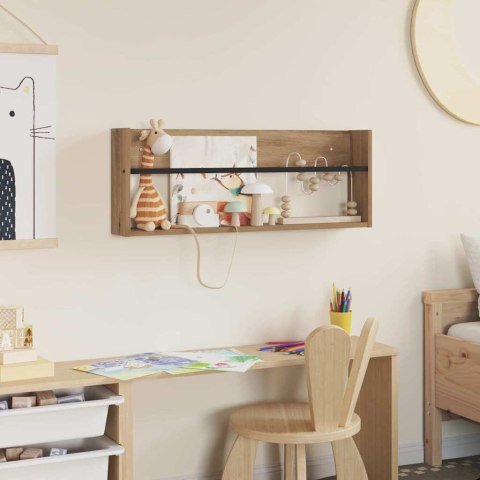 REGAŁ NA GAZETY Z PÓŁKĄ DĄB RZEMIEŚLNICZY 80X 12X 30CM