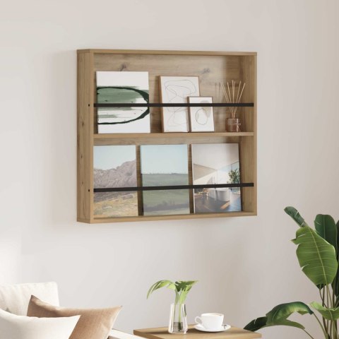 REGAŁ NA GAZETY Z PÓŁKĄ DĄB RZEMIEŚLNICZY 80X 12X 70CM