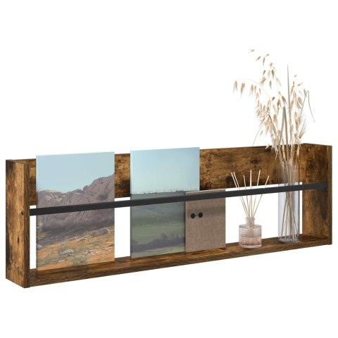 REGAŁ NA GAZETY Z PÓŁKĄ DĄB WĘDZONY 100X 12X 30CM