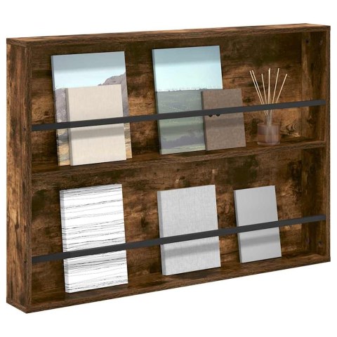 REGAŁ NA GAZETY Z PÓŁKĄ DĄB WĘDZONY 100X 12X 70CM