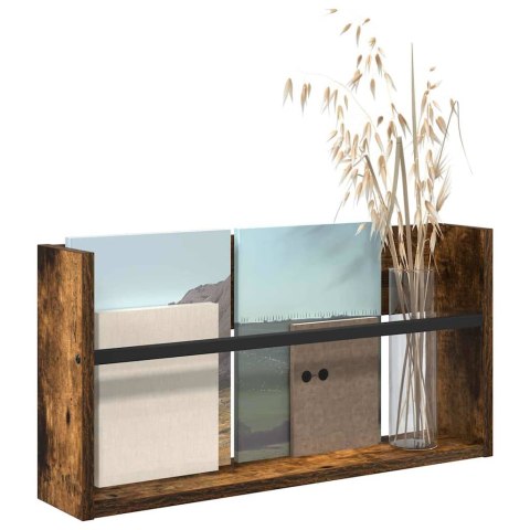 REGAŁ NA GAZETY Z PÓŁKĄ DĄB WĘDZONY 60X 12X 30CM