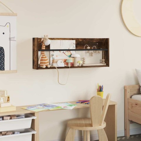 REGAŁ NA GAZETY Z PÓŁKĄ DĄB WĘDZONY 80X 12X 30CM