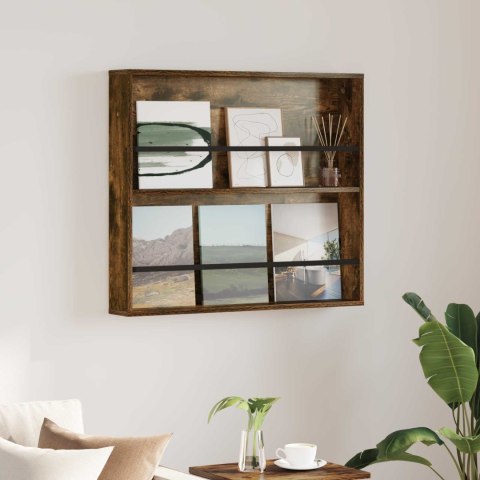 REGAŁ NA GAZETY Z PÓŁKĄ DĄB WĘDZONY 80X 12X 70CM