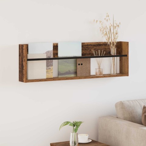 REGAŁ NA GAZETY Z PÓŁKĄ STARE DREWNO 100X 12X 30CM