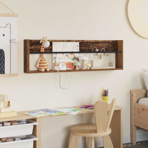 REGAŁ NA GAZETY Z PÓŁKĄ STARE DREWNO 100X 12X 30CM