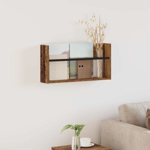 REGAŁ NA GAZETY Z PÓŁKĄ STARE DREWNO 60X 12X 30CM