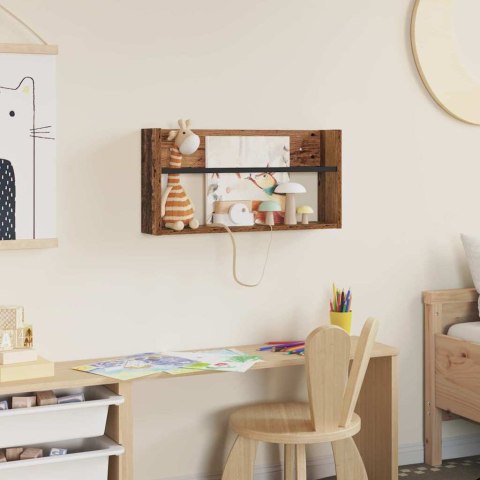 REGAŁ NA GAZETY Z PÓŁKĄ STARE DREWNO 60X 12X 30CM