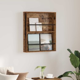 REGAŁ NA GAZETY Z PÓŁKĄ STARE DREWNO 60X 12X 70CM