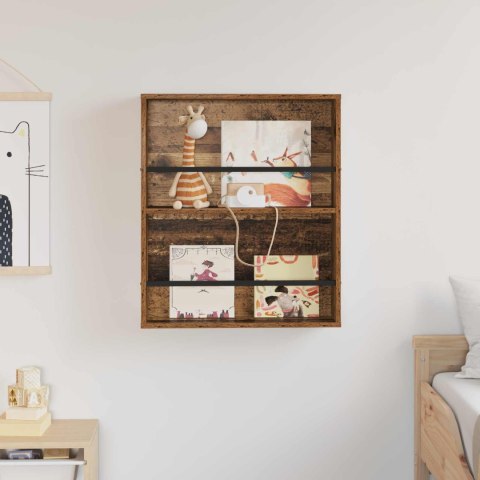 REGAŁ NA GAZETY Z PÓŁKĄ STARE DREWNO 60X 12X 70CM