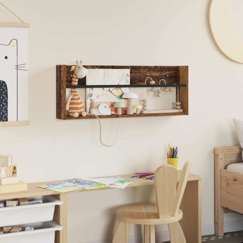 REGAŁ NA GAZETY Z PÓŁKĄ STARE DREWNO 80X 12X 30CM