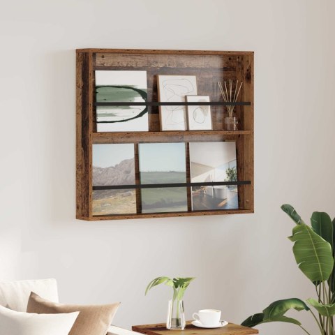 REGAŁ NA GAZETY Z PÓŁKĄ STARE DREWNO 80X 12X 70CM