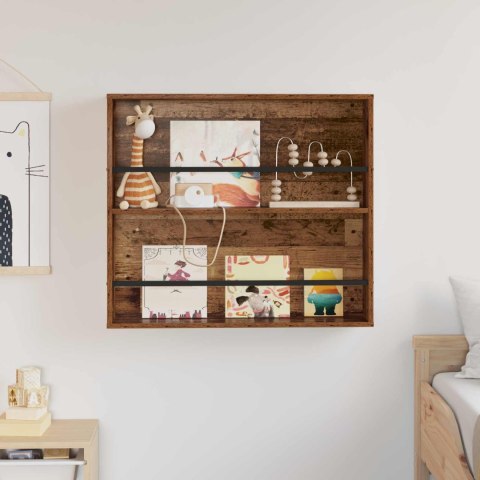 REGAŁ NA GAZETY Z PÓŁKĄ STARE DREWNO 80X 12X 70CM