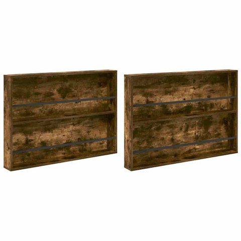 REGAŁ NA GAZETY Z PÓŁKĄ 2 PCS DĄB WĘDZONY 100X 12X 70CM