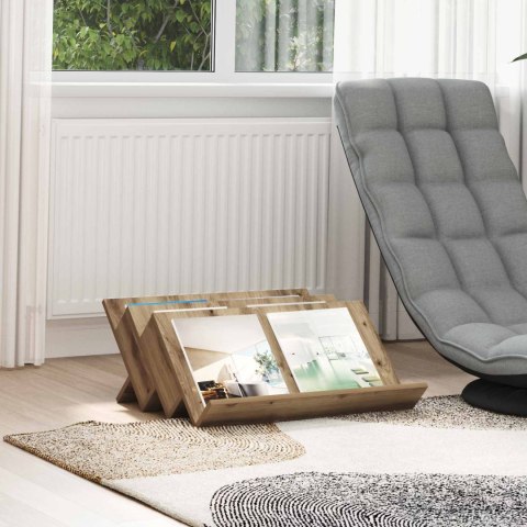 REGAŁ NA GAZETY Z PÓŁKĄ DĄB RZEMIEŚLNICZY 65X 53X 28,5CM