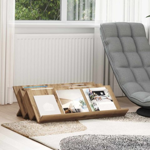 REGAŁ NA GAZETY Z PÓŁKĄ DĄB RZEMIEŚLNICZY 90X 53X 28,5CM