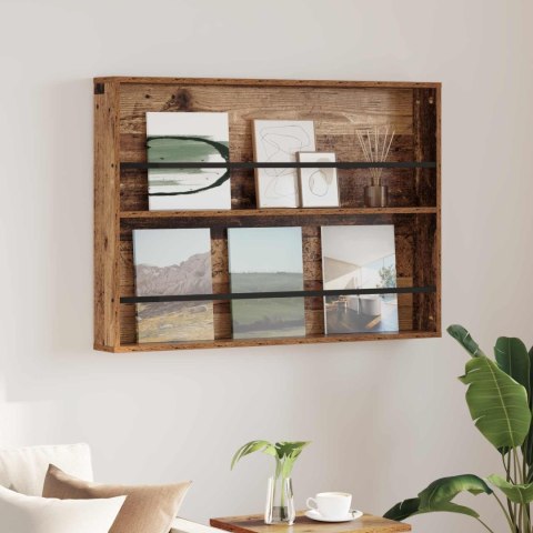 REGAŁ NA GAZETY Z PÓŁKĄ STARE DREWNO 100X 12X 70CM