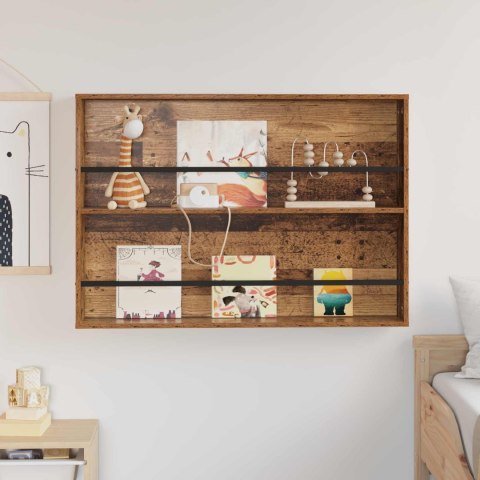 REGAŁ NA GAZETY Z PÓŁKĄ STARE DREWNO 100X 12X 70CM