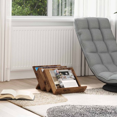 REGAŁ NA GAZETY Z PÓŁKĄ STARE DREWNO 53X 40X 28.5CM