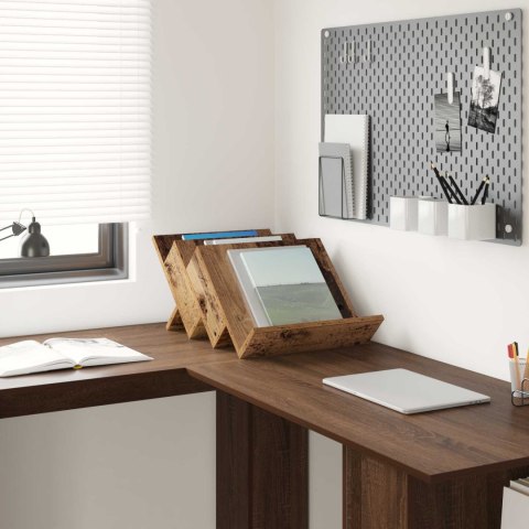 REGAŁ NA GAZETY Z PÓŁKĄ STARE DREWNO 53X 40X 28.5CM