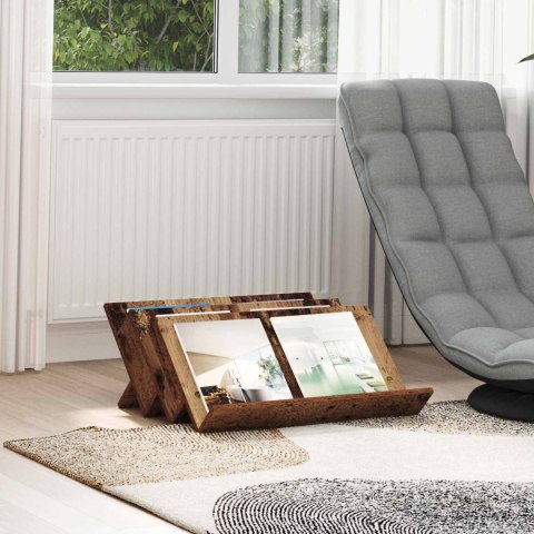 REGAŁ NA GAZETY Z PÓŁKĄ STARE DREWNO 65X 53X 28,5CM