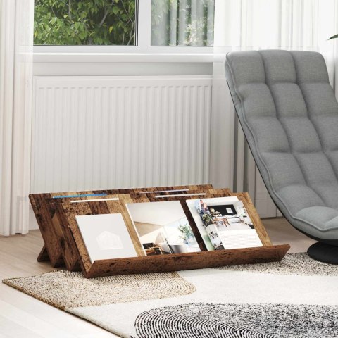 REGAŁ NA GAZETY Z PÓŁKĄ STARE DREWNO 90X 53X 28,5CM