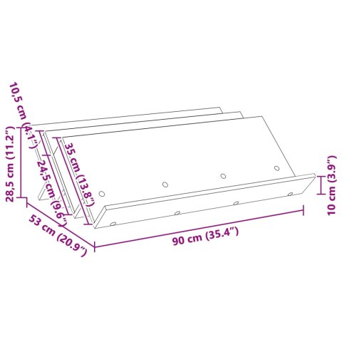 REGAŁ NA GAZETY Z PÓŁKĄ STARE DREWNO 90X 53X 28,5CM