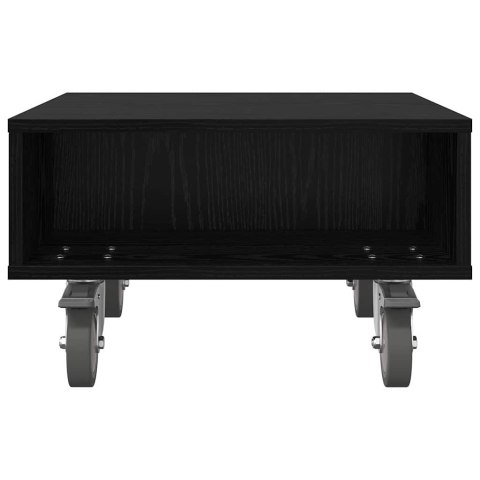 STOLIK BOCZNY Z KÓŁKAMI CZARNY DĄB 50,5X 50X 30CM