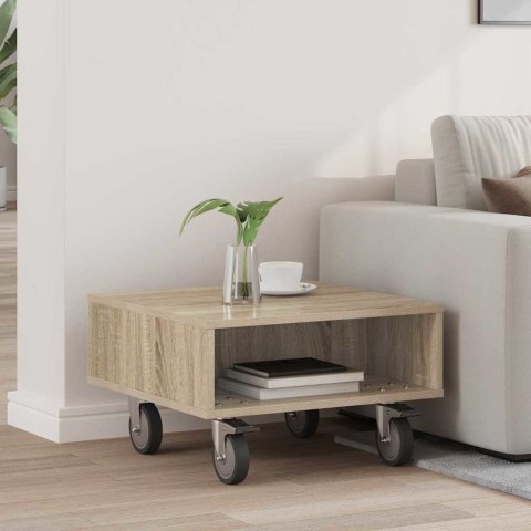 STOLIK BOCZNY Z KÓŁKAMI DĄB SONOMA 50,5X 50X 30CM