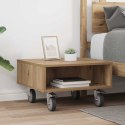 STOLIK BOCZNY Z KÓŁKAMI DĄB RZEMIEŚLNICZY 50,5X 50X 30CM