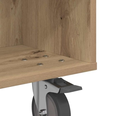 STOLIK BOCZNY Z KÓŁKAMI DĄB RZEMIEŚLNICZY 50,5X 50X 30CM