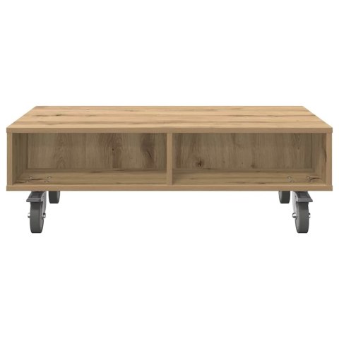 STOLIK BOCZNY Z KÓŁKAMI DĄB RZEMIEŚLNICZY 90X 50X 30CM