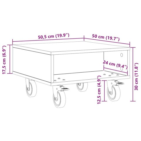 STOLIK BOCZNY Z KÓŁKAMI STARE DREWNO 50,5X 50X 30CM