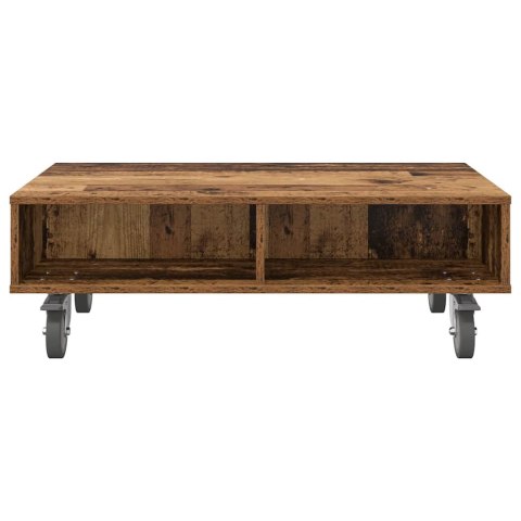 STOLIK BOCZNY Z KÓŁKAMI STARE DREWNO 90X 50X 30CM