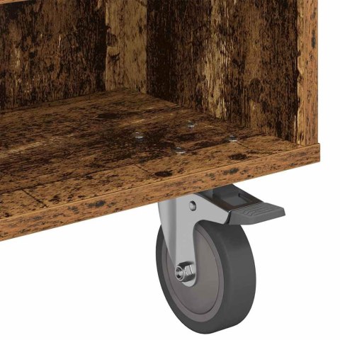 STOLIK BOCZNY Z KÓŁKAMI STARE DREWNO 90X 50X 30CM