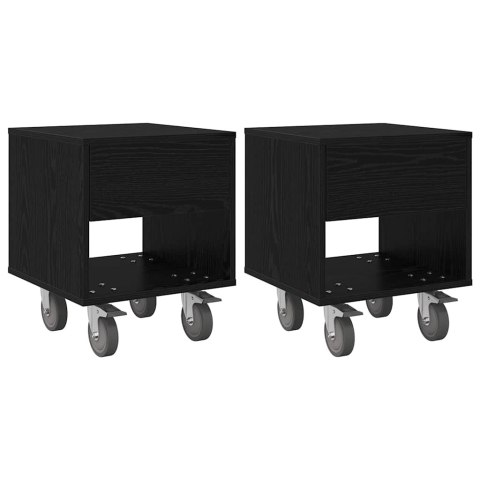 STOLIK NOCNY 2 PCS CZARNY DĄB 40,5X 40X 48CM