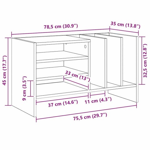 SZAFKA NA PŁYTY WINYLOWE BETONOWY SZARY 78,5X 35X 45CM