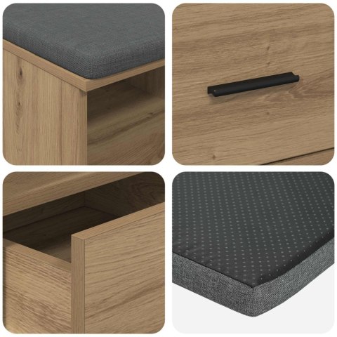 ŁAWKA W PRZEDPOKOJU DĄB RZEMIEŚLNICZY 80X 38X 46CM