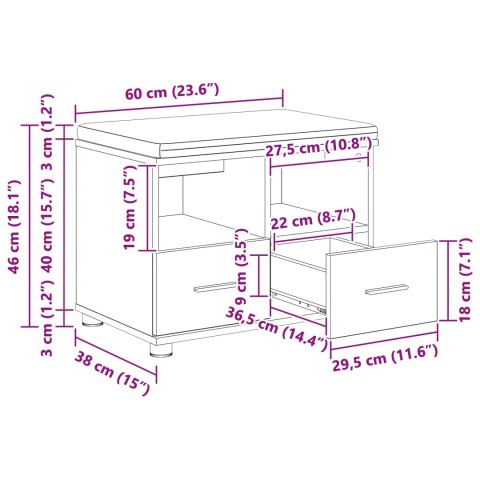 ŁAWKA W PRZEDPOKOJU Z PODUSZKĄ BETONOWY SZARY 60X 38X 46CM