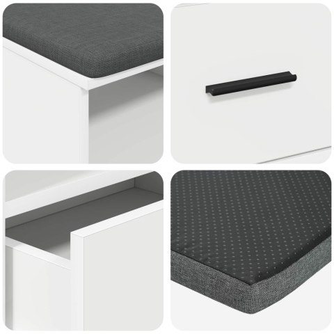 ŁAWKA W PRZEDPOKOJU Z PODUSZKĄ BIAŁY 100X 38X 46CM