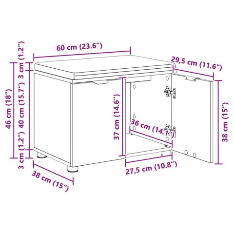 ŁAWKA W PRZEDPOKOJU Z PODUSZKĄ CZARNY DĄB 60X 38X 46CM