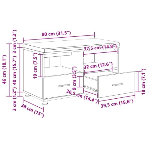 ŁAWKA W PRZEDPOKOJU Z PODUSZKĄ DĄB SONOMA 80X 38X 46CM