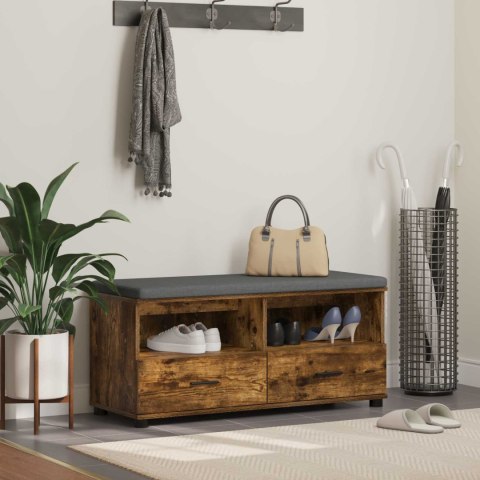 ŁAWKA W PRZEDPOKOJU Z PODUSZKĄ DĄB WĘDZONY 100X 38X 46CM