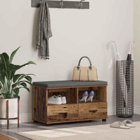 ŁAWKA W PRZEDPOKOJU Z PODUSZKĄ STARE DREWNO 80X 38X 46CM