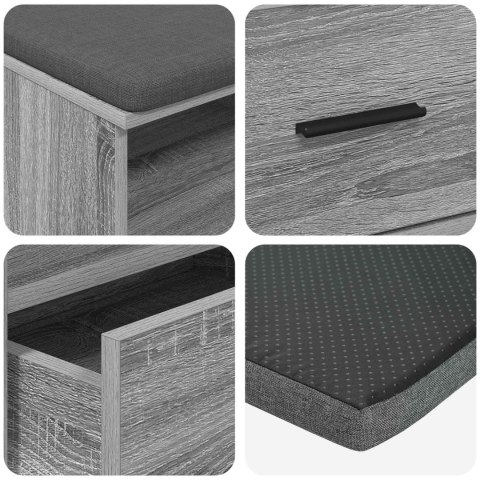 ŁAWKA W PRZEDPOKOJU Z PODUSZKĄ SZARY SONOMA 100X 38X 46CM